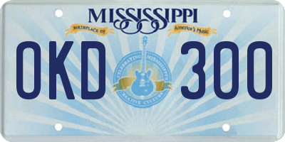 MS license plate OKD300