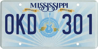 MS license plate OKD301