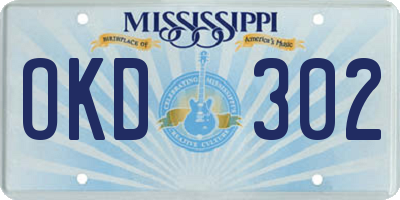 MS license plate OKD302