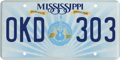 MS license plate OKD303