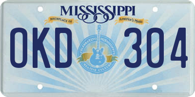MS license plate OKD304