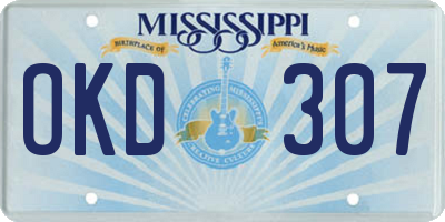 MS license plate OKD307