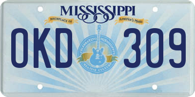 MS license plate OKD309