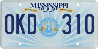 MS license plate OKD310
