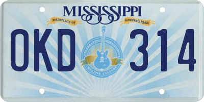 MS license plate OKD314