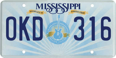 MS license plate OKD316