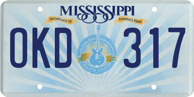 MS license plate OKD317