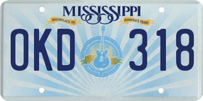 MS license plate OKD318