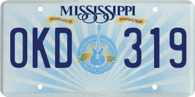MS license plate OKD319
