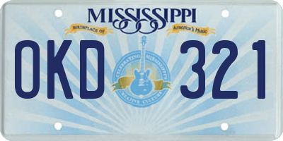 MS license plate OKD321