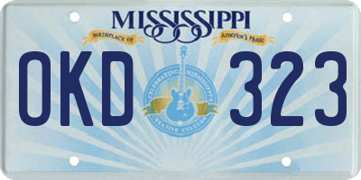 MS license plate OKD323