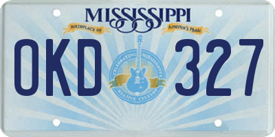 MS license plate OKD327