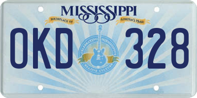 MS license plate OKD328