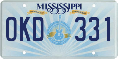 MS license plate OKD331