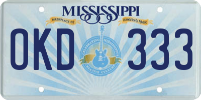MS license plate OKD333