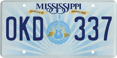 MS license plate OKD337