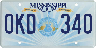 MS license plate OKD340