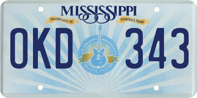 MS license plate OKD343
