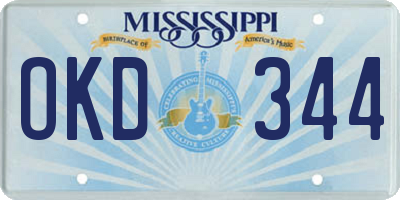 MS license plate OKD344