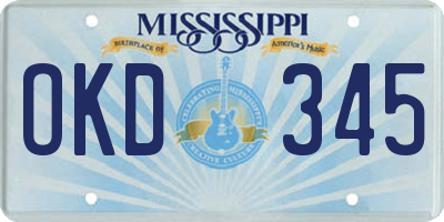 MS license plate OKD345