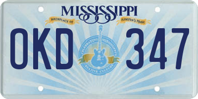 MS license plate OKD347