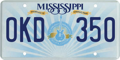 MS license plate OKD350