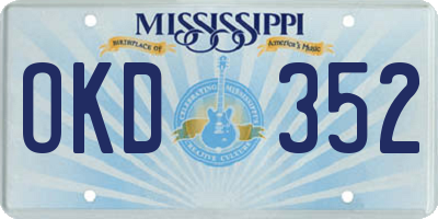 MS license plate OKD352
