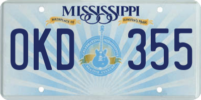 MS license plate OKD355