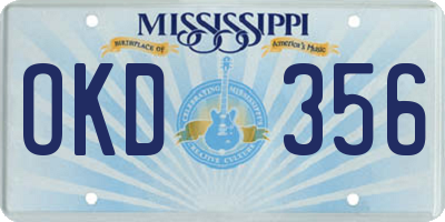 MS license plate OKD356