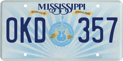 MS license plate OKD357