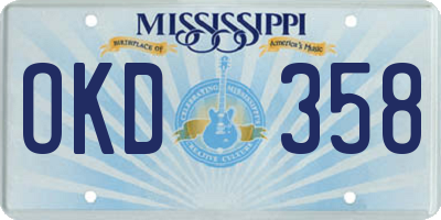 MS license plate OKD358