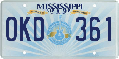 MS license plate OKD361