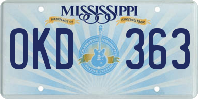 MS license plate OKD363