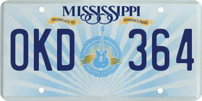 MS license plate OKD364