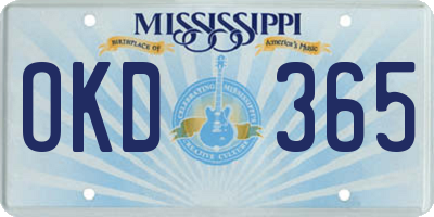 MS license plate OKD365