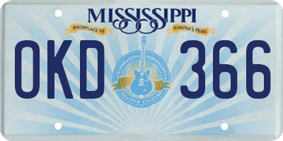 MS license plate OKD366