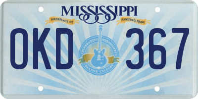MS license plate OKD367