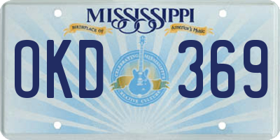 MS license plate OKD369