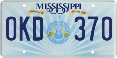 MS license plate OKD370