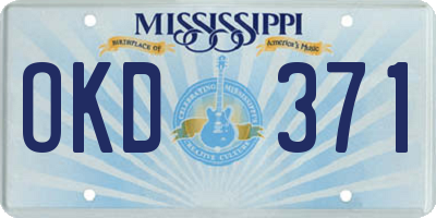 MS license plate OKD371