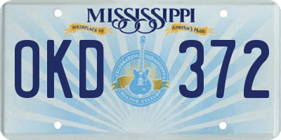 MS license plate OKD372