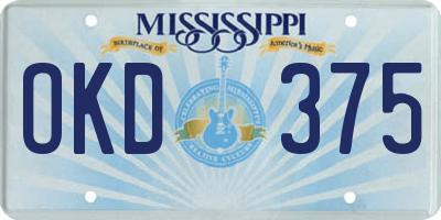 MS license plate OKD375