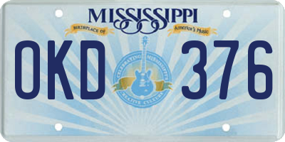 MS license plate OKD376