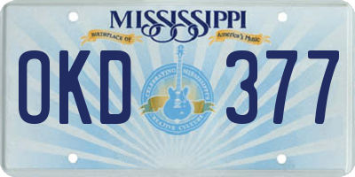 MS license plate OKD377