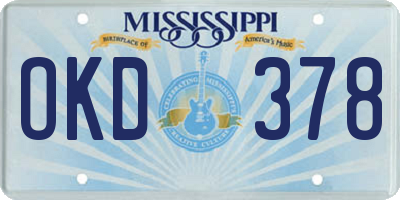 MS license plate OKD378