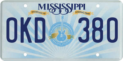 MS license plate OKD380