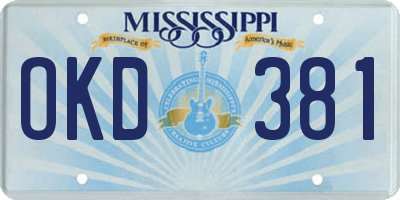 MS license plate OKD381