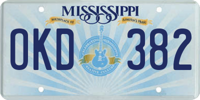 MS license plate OKD382