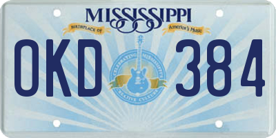 MS license plate OKD384