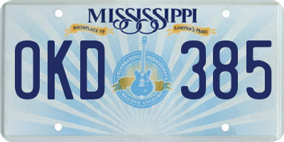 MS license plate OKD385